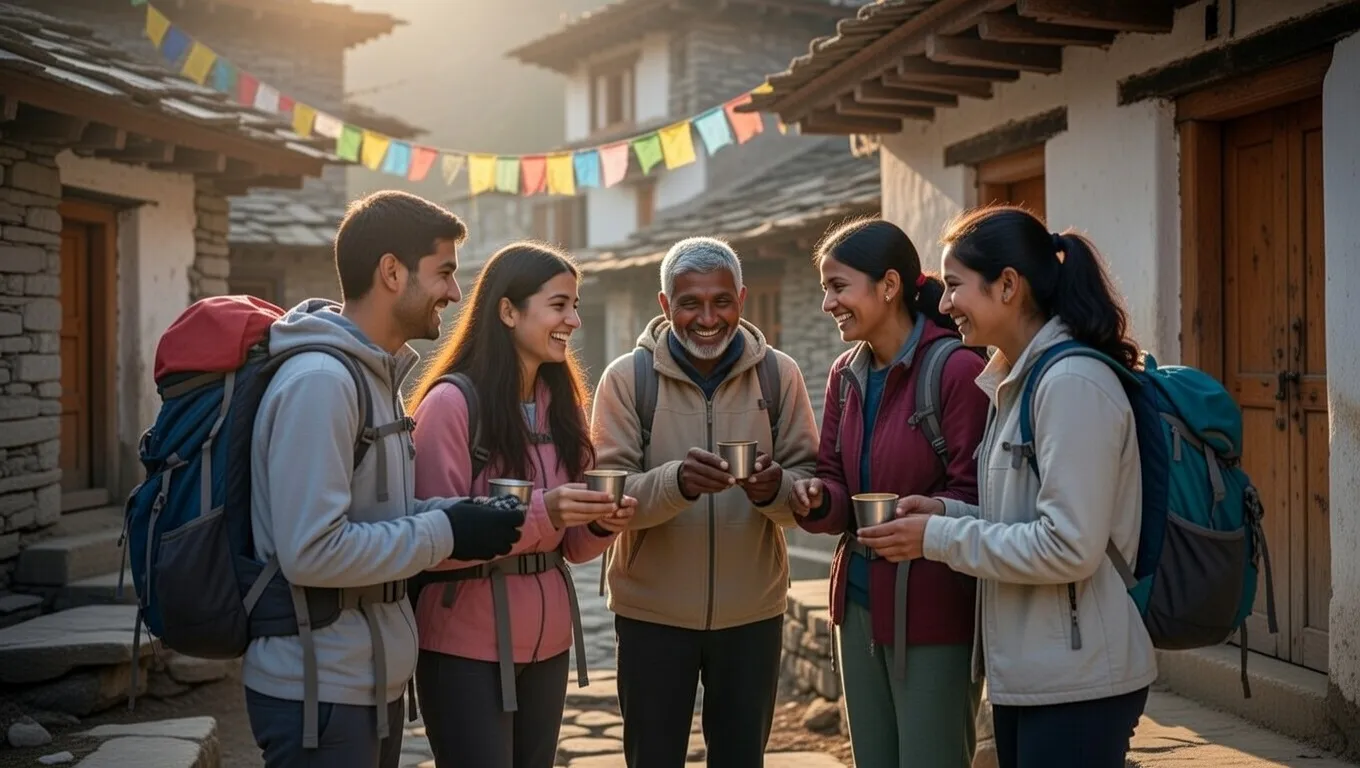 Trekking camp under stars